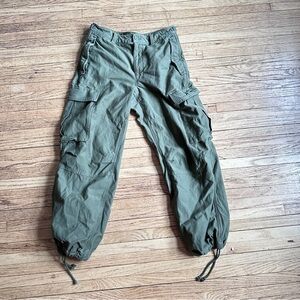 Aritzia TNA Olive Cargo Pants with Drawstring Ankles